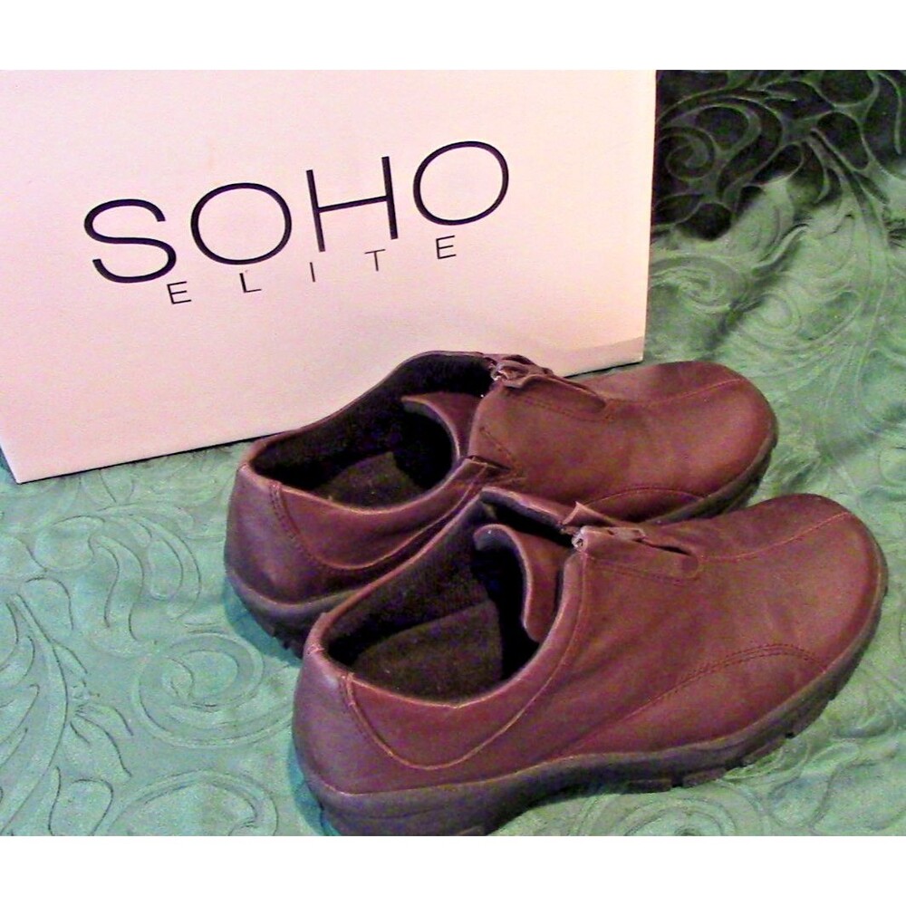 Wom Soho Elite Tristan Leo Elastic Slide Brown Leather Slip On Naturalizers Sz 6